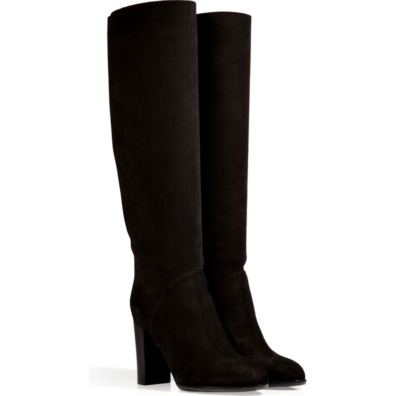 Sergio Rossi Suede Tall Boots in Reversed Black