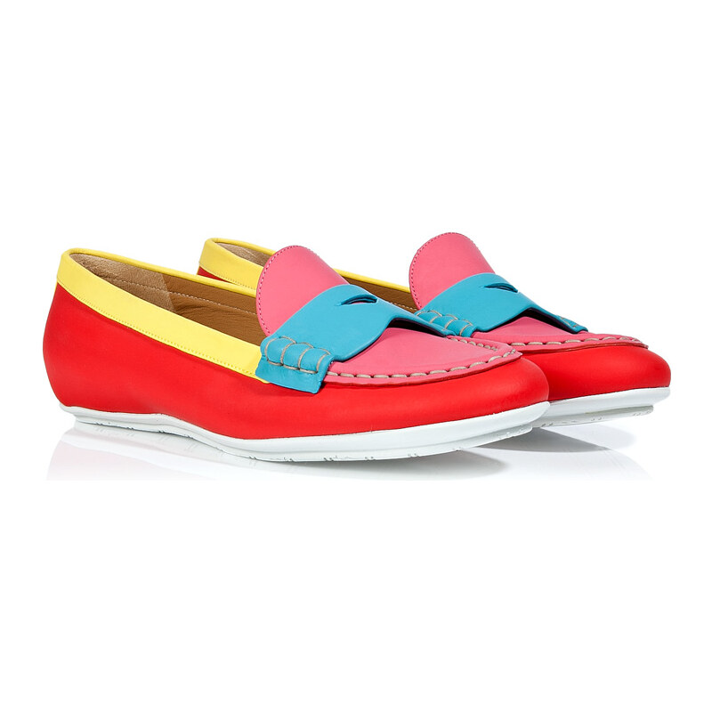 Marc Jacobs Multicolored Colorblock Leather Loafers