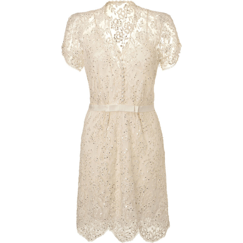 Jenny Packham Ivory Sequin Lace Dress