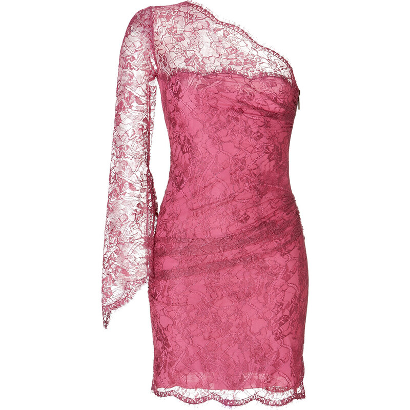 Emilio Pucci One Shoulder Lace Overlay Dress in Bordeaux