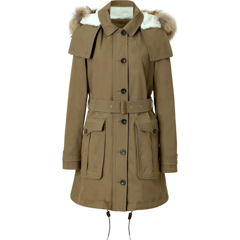 Burberry Brit Cotton Dundee Coat in Olive Brown