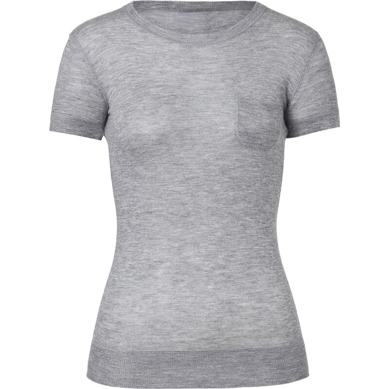 Joseph Cashmere Short Sleeve Top in Grey Chine