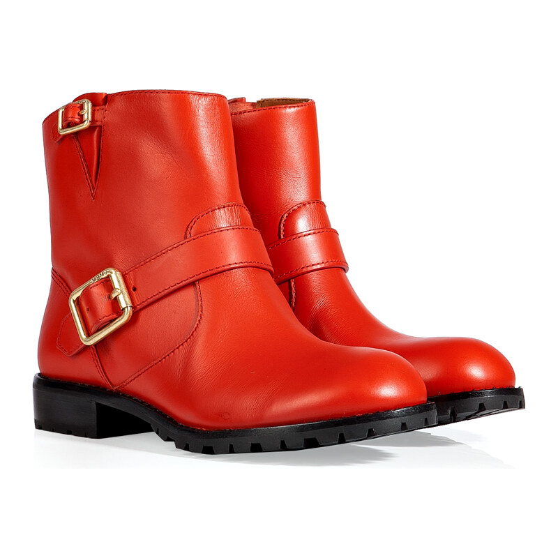 Marc by Marc Jacobs Leather Biker Boots in Red