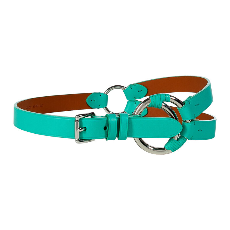 Ralph Lauren Black Label Turquoise Tri Strap Crescent O-Ring Belt