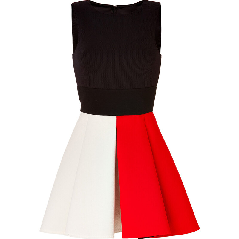 Fausto Puglisi Wool Colorblock Dress in Red/Ivory