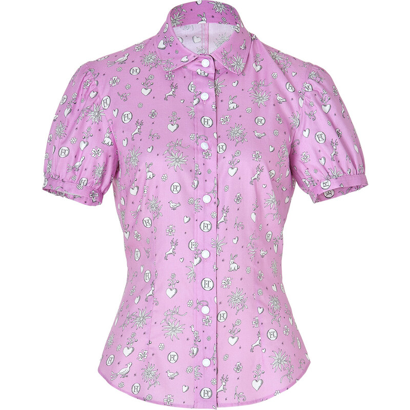 Olympia Le-Tan Cotton Blend Greta Blouse in Pink
