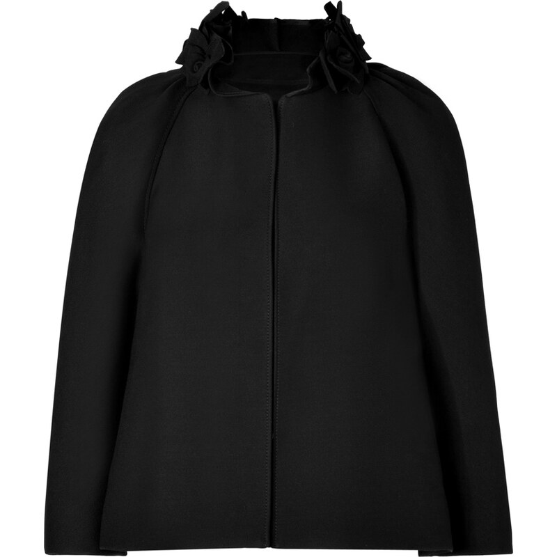 Valentino Wool-Silk Flower Collar Swing Jacket