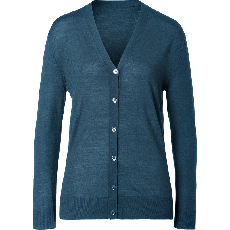 Jil Sander Navy Wool Cardigan Petrol