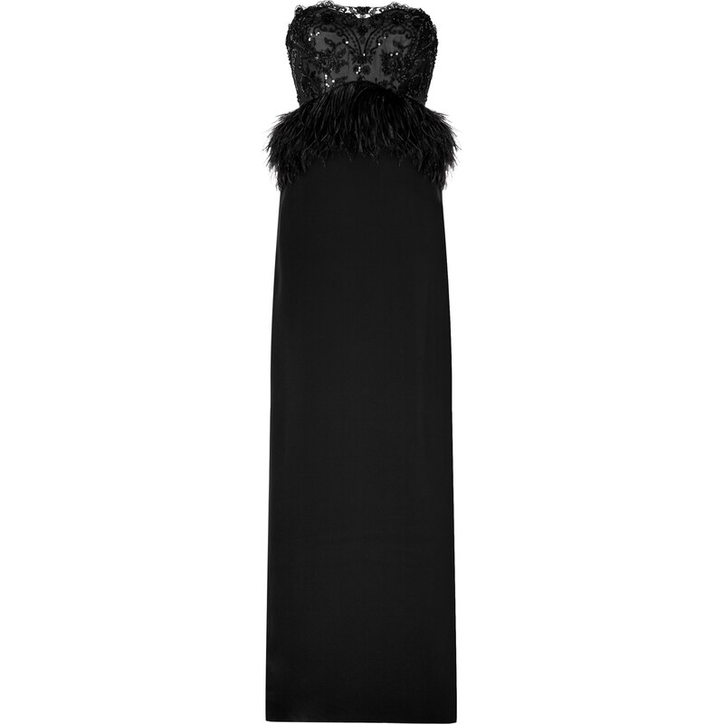Marchesa Embellished Gown with Ostrich Feathers