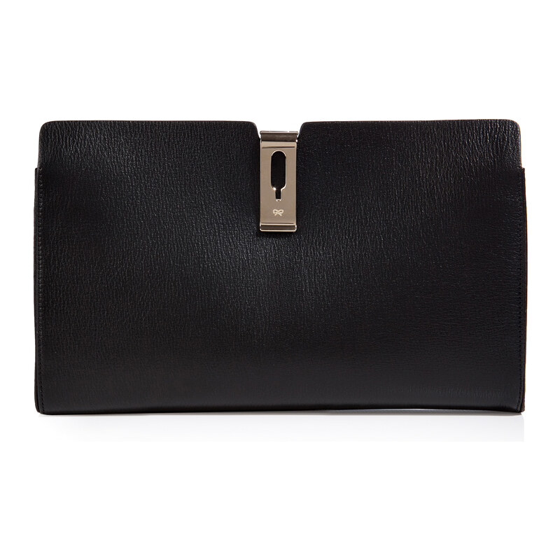 Anya Hindmarch Leather Albion Clutch in Black/Gold