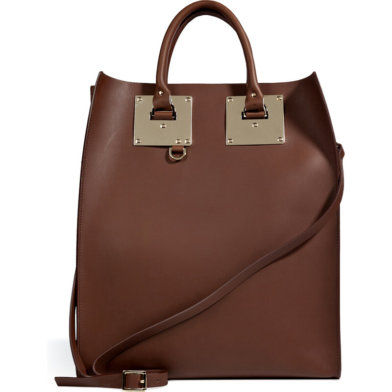 Sophie Hulme Leather Convertible Tote in Brown