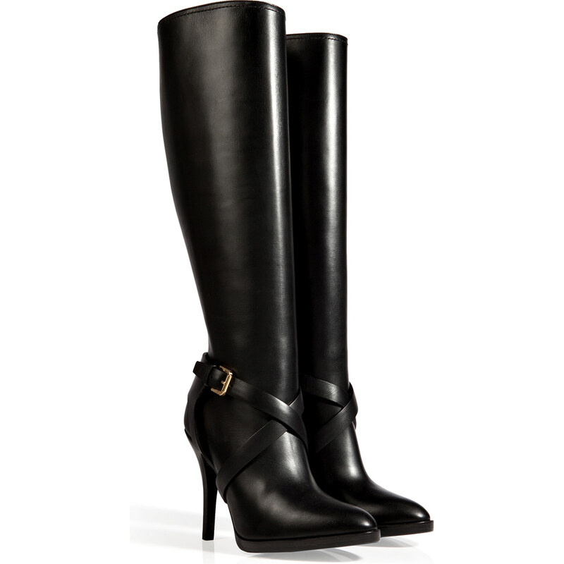 Ralph Lauren Collection Leather Concord High Heel Boots in Black