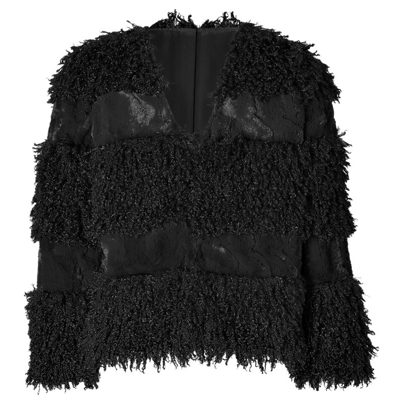 Anna Sui Faux Fur Jacket in Black