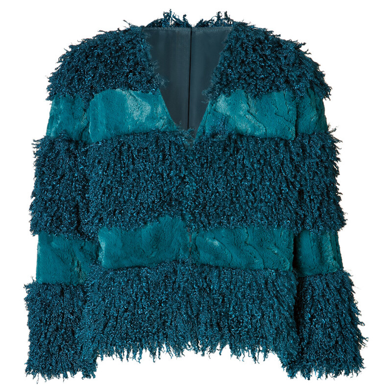 Anna Sui Faux Fur Jacket in Teal