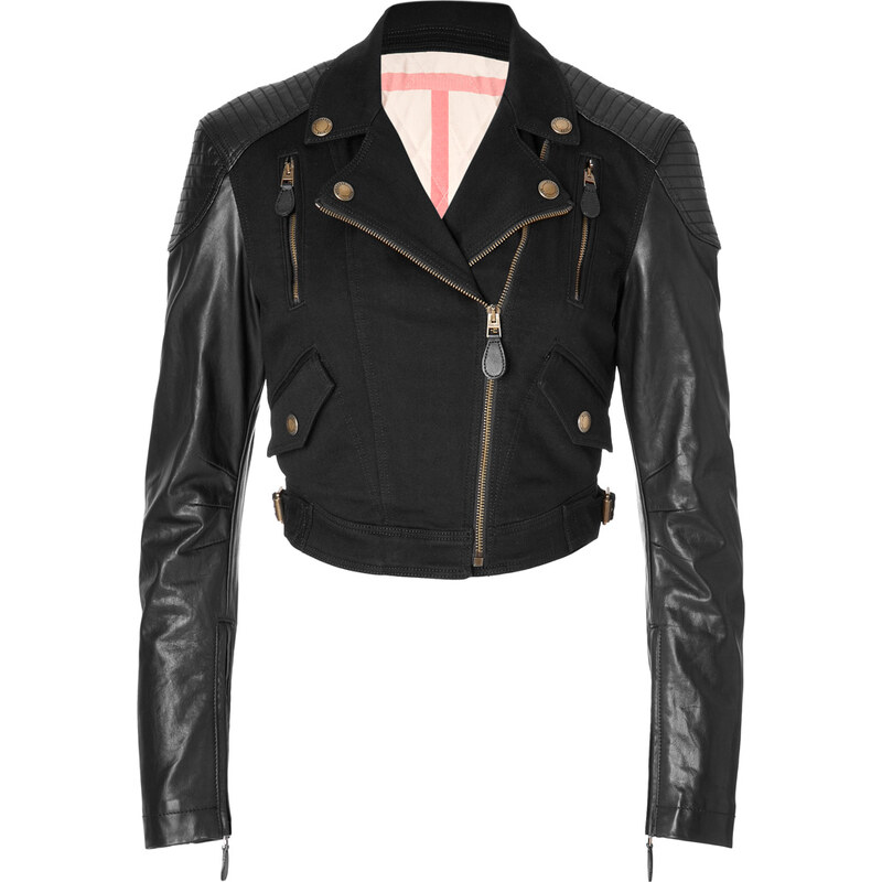 Burberry Brit Leather/Cotton Kellowl Jacket in Black