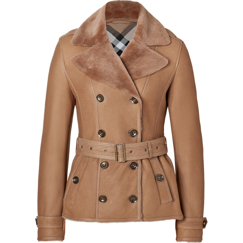 Burberry Brit Shearling Chedleigh Jacket in Sesame