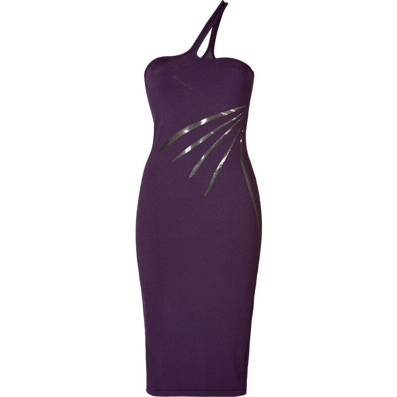 Versace Asymmetrical Sheath Dress In Violet