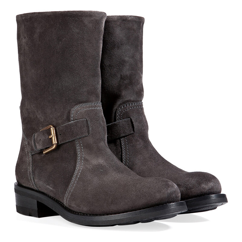 Ralph Lauren Collection Suede Ankle Boots in Dark Charcoal