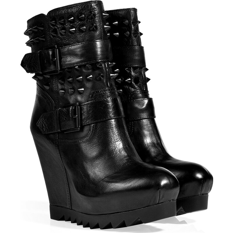 Ash Leather Ankle Boots in Black