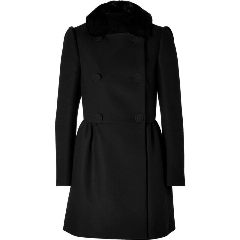 RED Valentino Wool Blend Coat with Removable Mink Collar