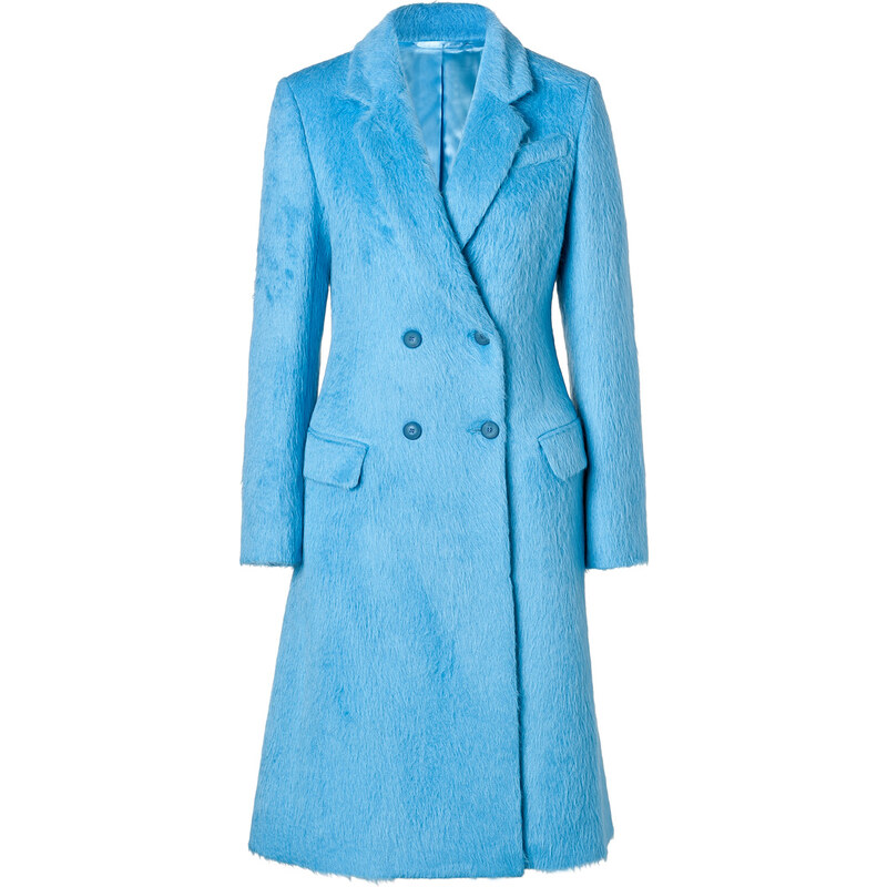 Jonathan Saunders Alpaca-Wool Double-Breasted Coat in Blue
