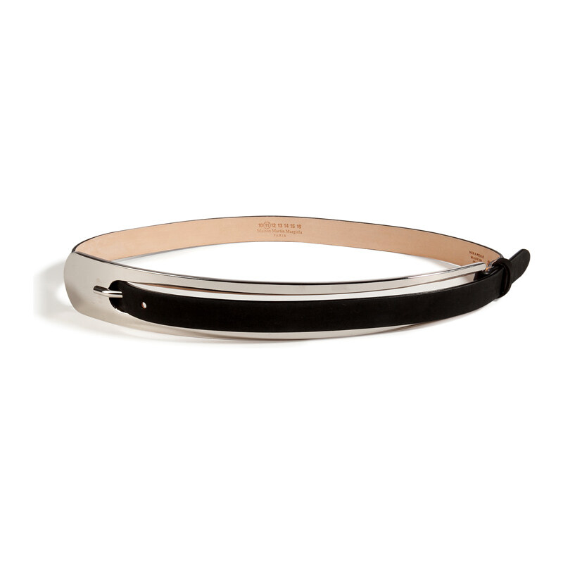 Maison Margiela Leather Belt with Silver Metal Buckle