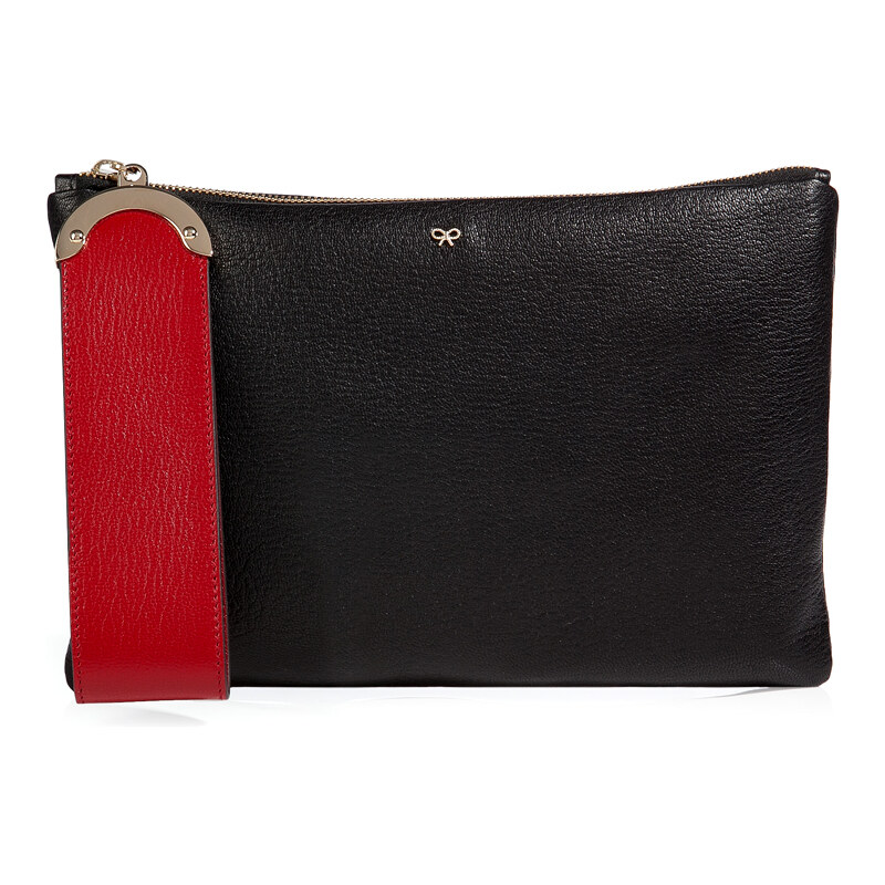 Anya Hindmarch Leather Seymour Clutch in Black/Red