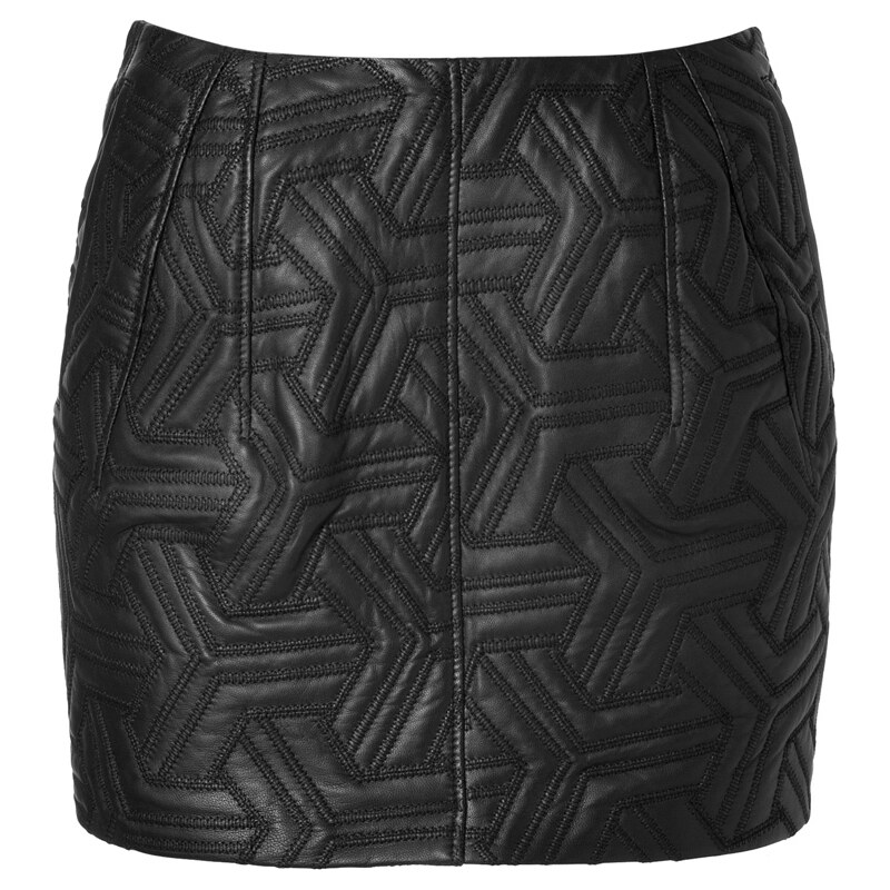 Faith Connexion Quilted Leather Mini Skirt in Black