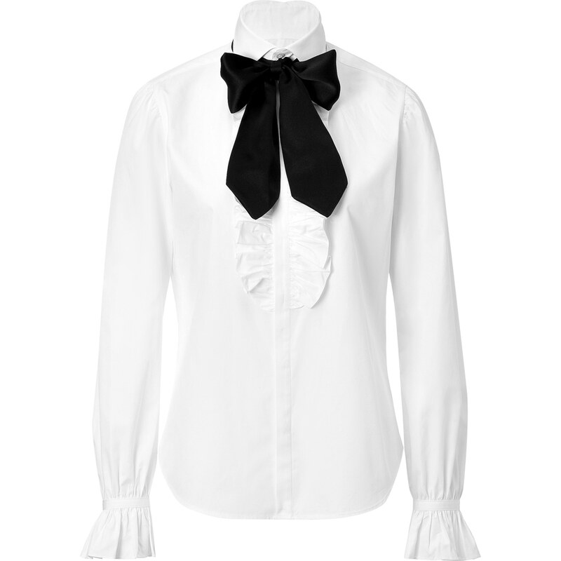 Ralph Lauren Collection Cotton Tie Neck Hana Shirt in White