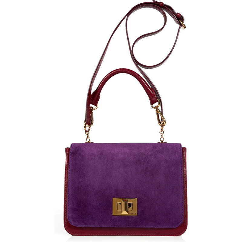 Emilio Pucci Ruby/Amethyst Combo Leather Shoulder Bag