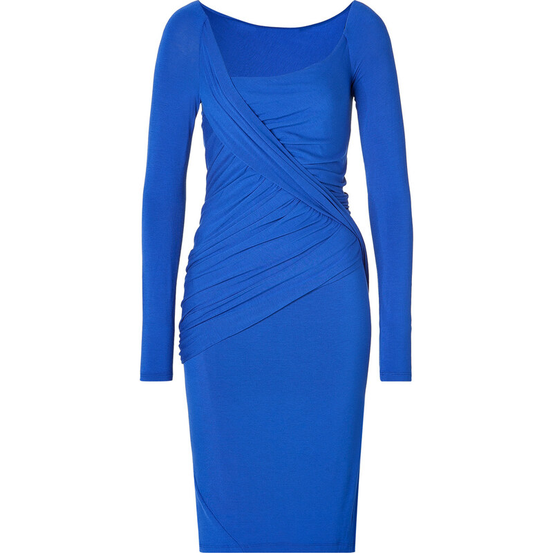 Donna Karan New York Long Sleeve Draped Dress in Electric Blue