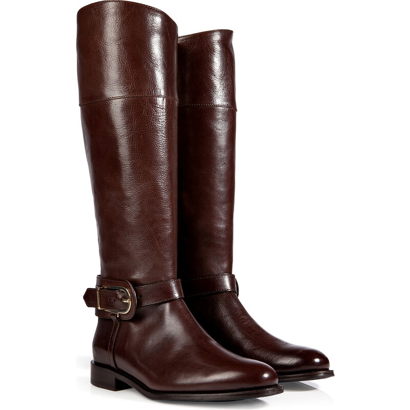 Burberry Shoes & Accessories Leather Winton Riding Boots in Chocolate