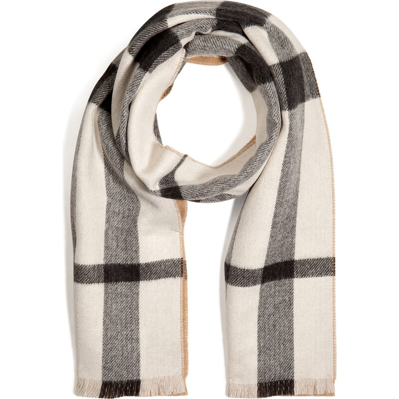 Burberry London Cashmere Scarf in Ivory Check