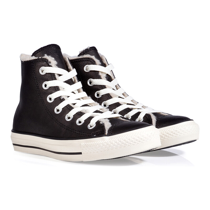 Converse Suede CT Shearling Lined Hi Sneakers in Black