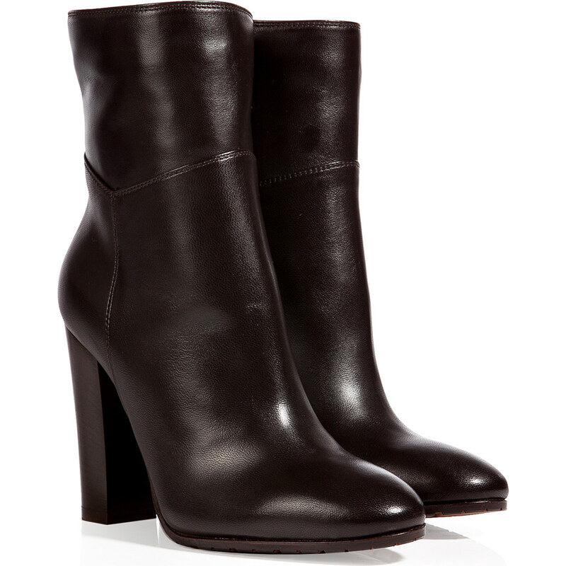 LAutre Chose Leather Ankle Boots in Dark Camel Brown