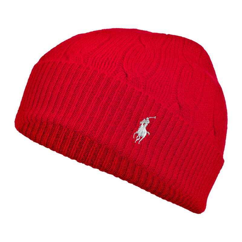 Ralph Lauren Blue Label Wool-Cashmere Classic Cable Watch Cap in Pillar Red