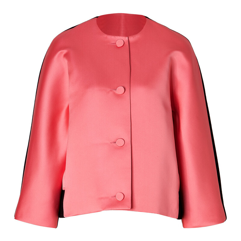 Jonathan Saunders Satin/Wool Felt Jacket in Pink/Black