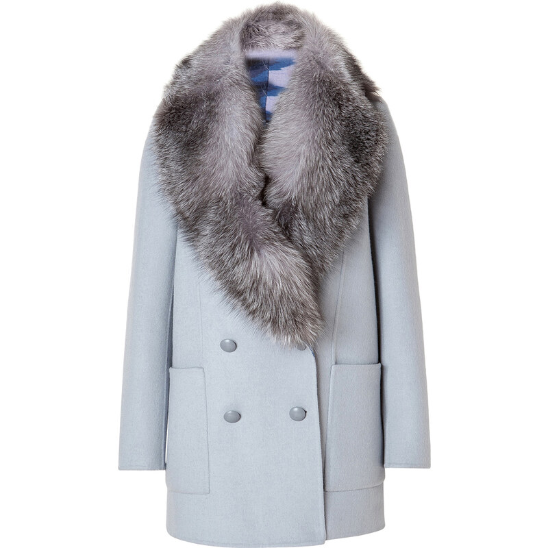 Missoni Wool-Angora Jacket with Removable Fox Fur Collar