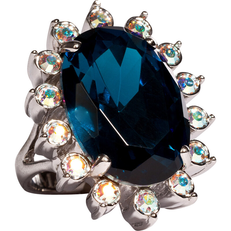Mawi Silver-Toned Blue Gemstone Daisy Ring