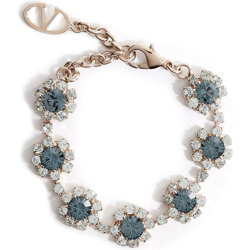 Valentino Two-Tone Crystal Flower Bracelet
