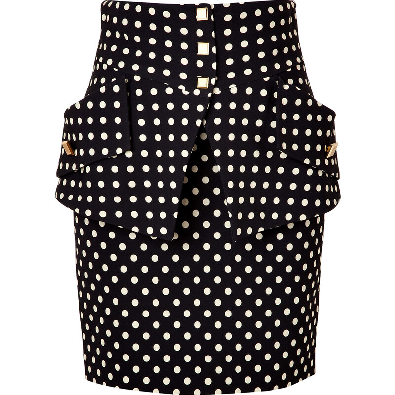 Emanuel Ungaro Polka Dot Pocket Skirt in Black