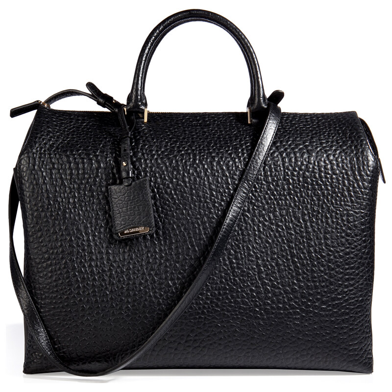 Jil Sander Leather New Pleated Tote in Black