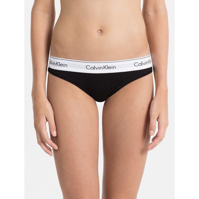 Calvin Klein černé kalhotky s bílou širokou gumou Bikini Slip Basic