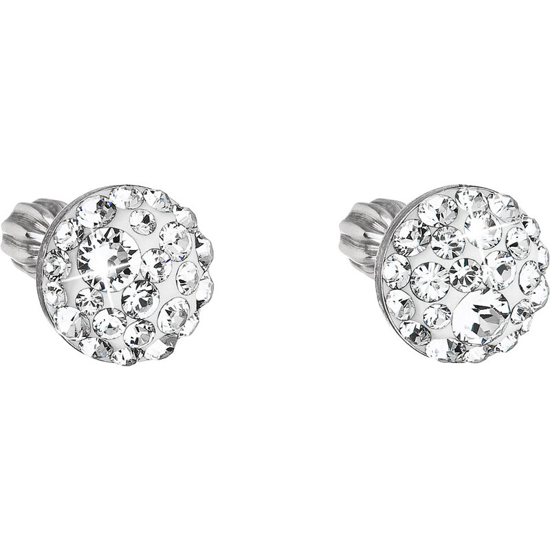 Stříbrné náušnice pecka s krystaly Swarovski bílé kulaté 31336.1 44782687