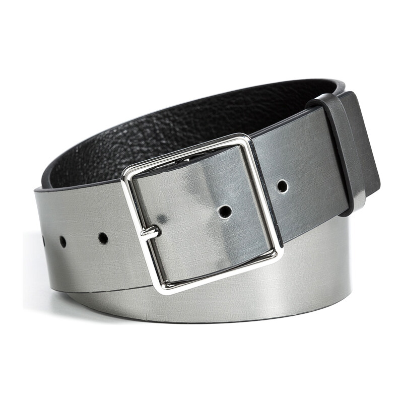 Jil Sander Metallic Leather Belt in Gunmetal