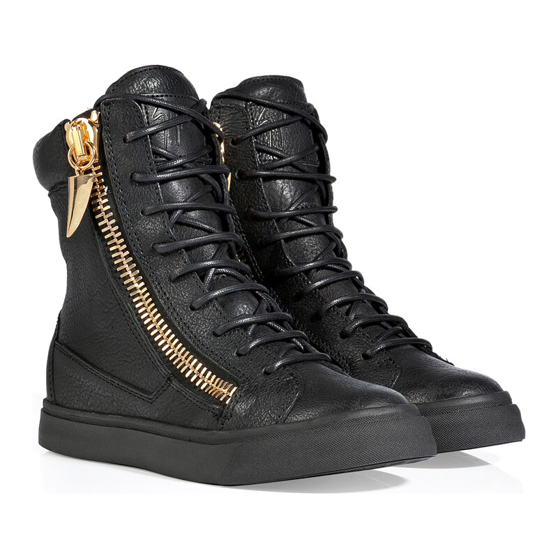 Giuseppe Zanotti Leather High-Top Sneakers in Black