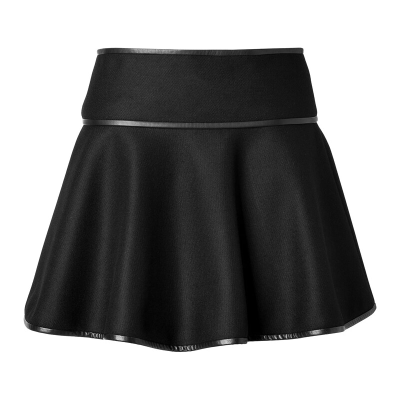 RED Valentino Skirt in Black with Leather Trim
