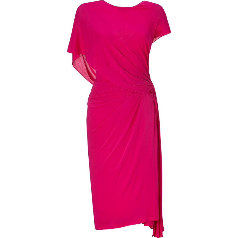 Donna Karan New York Shocking Pink Ridge Pleated Low Back Dress