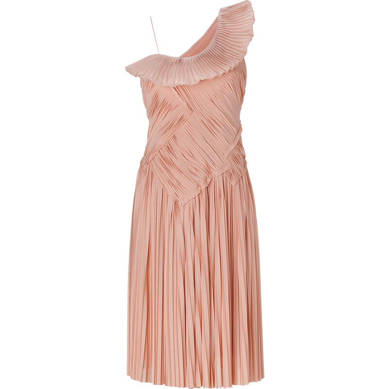 Donna Karan New York Blush One Shoulder Pleated Dress