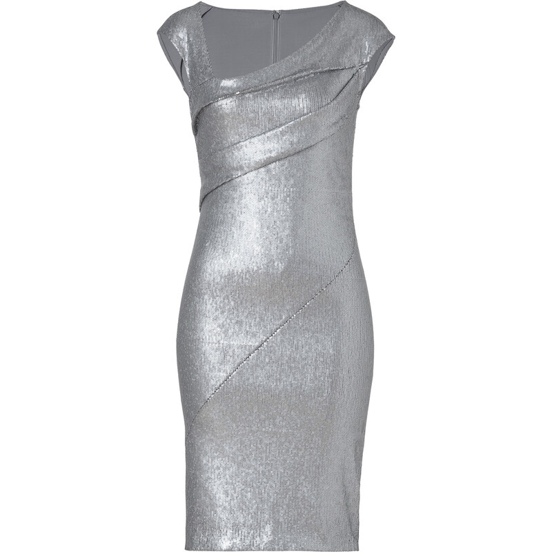 Donna Karan New York Quartz Sequined Cap Sleeve Draped Dress